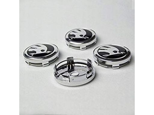 Dekielek dekiel skoda czarno srebrny 60mm - 4 szt