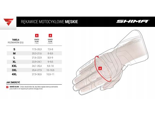 Rękawice motocyklowe shima caliber gratisy xl