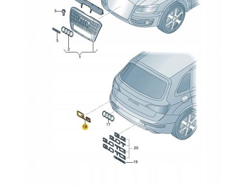 Audi q5 emblemat znaczek logo napis chromowany