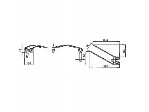 Palec ząb przetrząsacza deutz fahr 370 mm 065803|91
