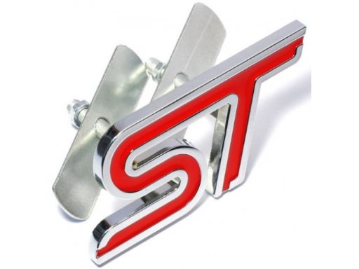 Emblemat logo znaczek ford st na grill - czerwony