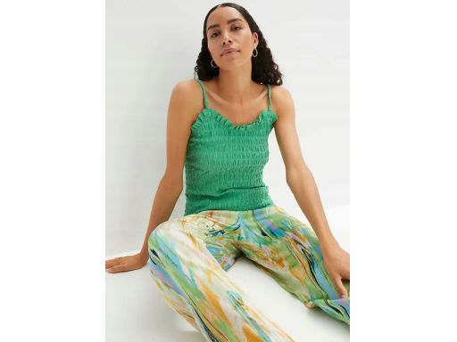 B.P.C zielony top z krepy marszczony 36/38.