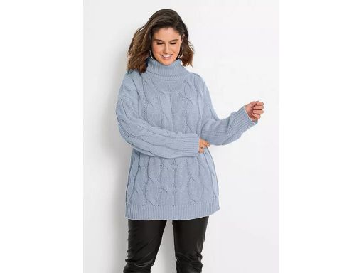 B.P.C sweter z golfem niebieski w warkocze 36/38.