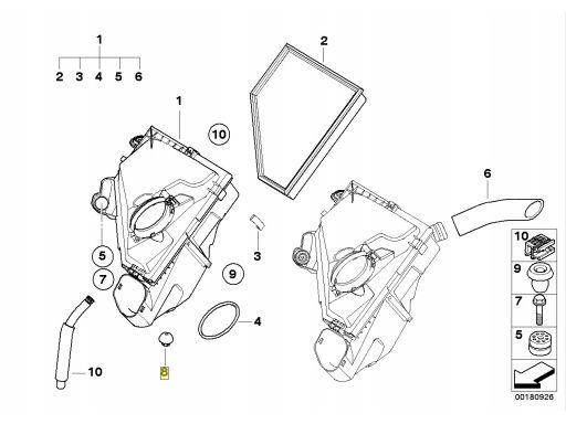 Guma mocowanie filtra powietrza BMW E81 E82 E84 E87 E88 E90 E91 E92 E9