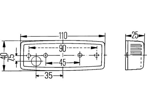 2Sa006 717-001 Światło Obrysowe L/P, Czerwony, Halogen/W5W, Wys. 40Mm,