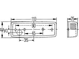 2Sa006 717-001 Światło Obrysowe L/P, Czerwony, Halogen/W5W, Wys. 40Mm,