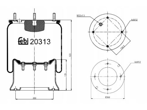 Fe20313 Miech Zawieszenia Pneumatycznego Pasuje Do: Daf Xf 105 10.05-