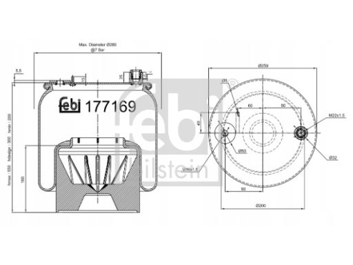 Fe177169 Miech Zawieszenia Pneumatycznego Tył P Pasuje Do: Mercedes Ac