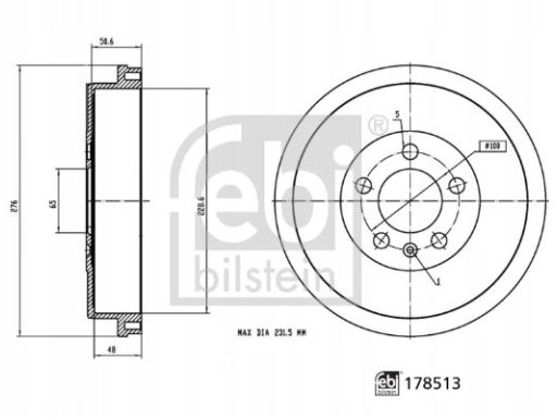 Fe178513 Bęben Hamulcowy Tył Pasuje Do: Skoda Rapid, Vw Polo V 1.0-1.6
