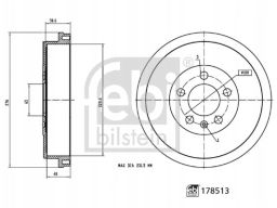 Fe178513 Bęben Hamulcowy Tył Pasuje Do: Skoda Rapid, Vw Polo V 1.0-1.6