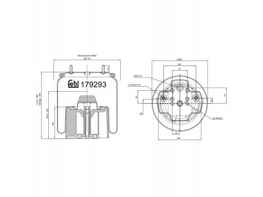Fe179293 Miech Zawieszenia Pneumatycznego Tył L (Z Tłokiem Plastikowym