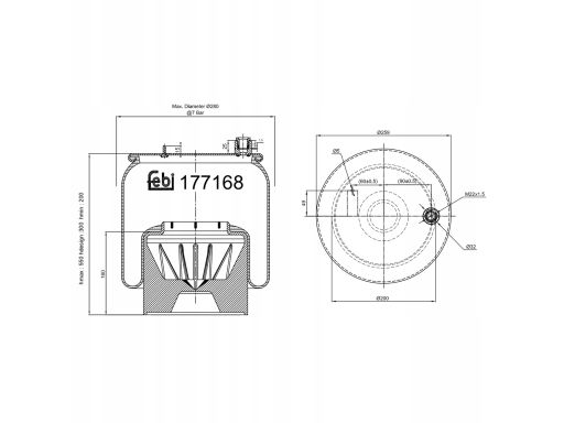 Fe177168 Miech Zawieszenia Pneumatycznego L Pasuje Do: Mercedes Actros