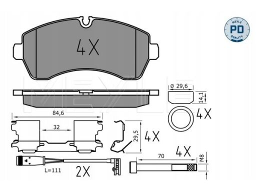 025 292 0020/Pd Klocek Hamulcowy Kpl. Przód , Pasuje Do: Mercedes Spri