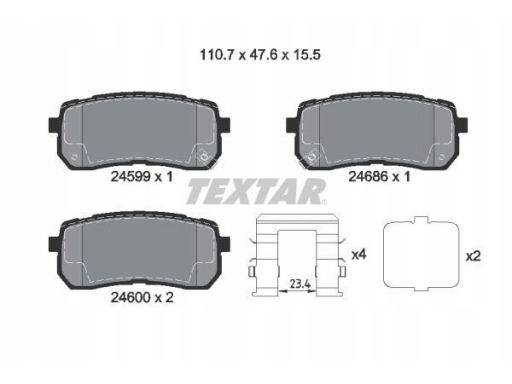 2459904 Klocek Hamulcowy Kpl. Tył , Pasuje Do: Hyundai Ix55, Kia Carni