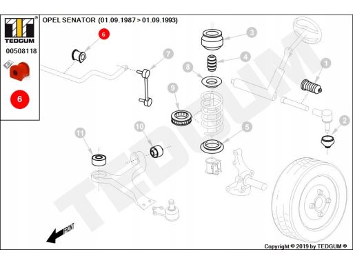 00508118 Poliuretanowa Tuleja Stabilizatora, 1Szt., Stabilizator