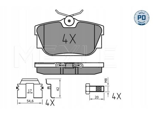 025 232 2417/Pd Klocek Hamulcowy Kpl. Tył , Pasuje Do: Vw Transporter
