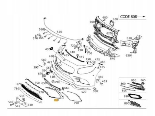 Nakładka listwa zderzaka Mercedes W217 S class L P A2178856800