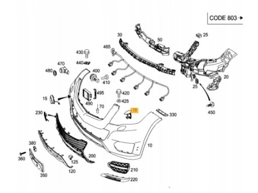 Zaślepka klapka spryskiwacza Mercedes X204 GLK L P