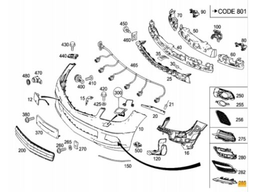 CHROM kratki obwódka Mercedes W204 C class L P A2048852774