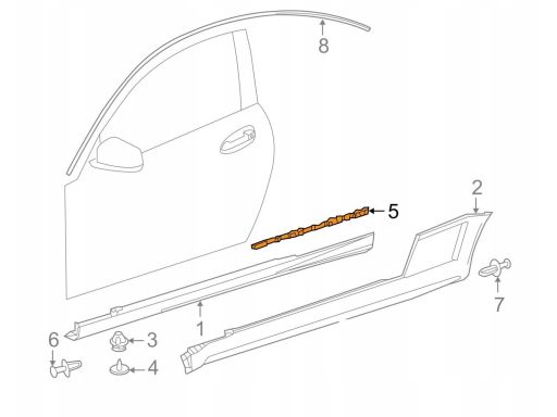 Listwa mocowanie nakładki progu Mercedes W204 L P A2046980162