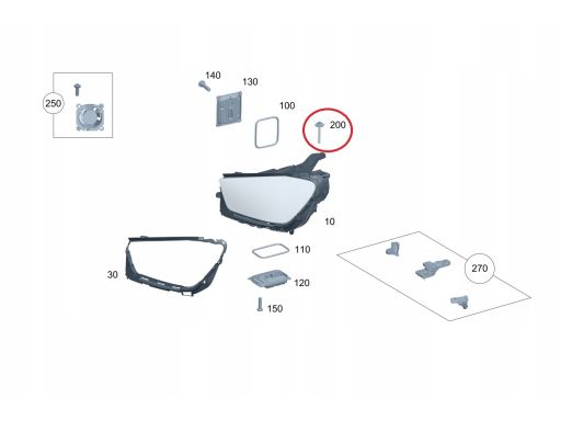 Śruba lampy reflektora M5X45 Mercedes W167 W192 W222 W232 A0069900100