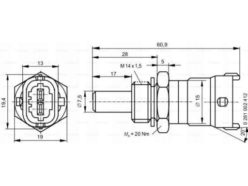 Czujnik Temperatury Płynu Chłodzącego 0 281 002 412