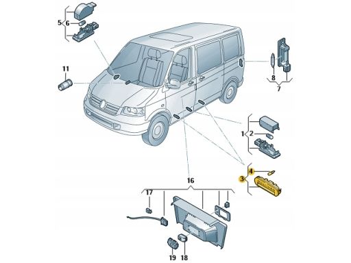 Lampka Oświetlenia Stopnia Progu Volkswagen Transporter T5 T6 7E594741