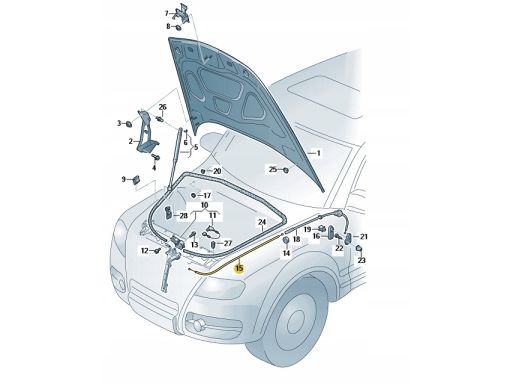 Cięgno linka zamka maski Volkswagen Touareg 7L 7L6823531