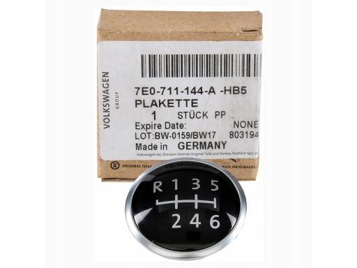 Plakietka nakładka gałki zmiany biegów Vw T5 7E0711144AHB5