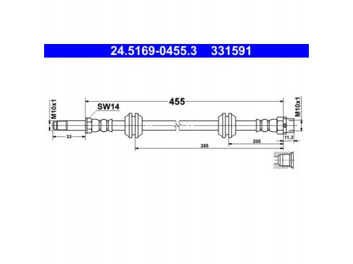 24.5169-0455.3 Przewód Hamulcowy Elastyczny 24.5169-0455.3 Ate