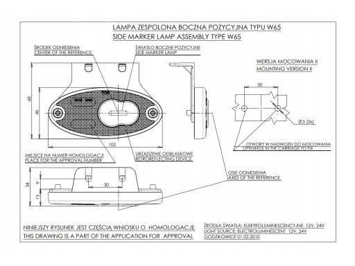 308Z Światło Obrysowe 308Z W65 Waś