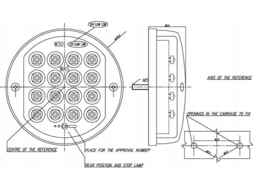 166 Lampa Tylna 166 W30 12V Waś