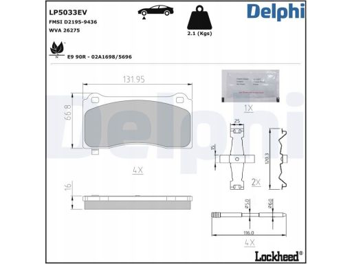 Lp5033Ev Klocek Hamulcowy Kpl. Lp5033Ev Delphi