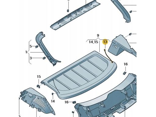 Sznurek Mocowanie Linka tylnej półki bagażnika Seat Leon IV 4