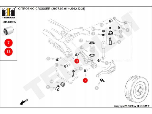 00518965 Silentblock Wahacza Tył 00518965 Ted-Gum