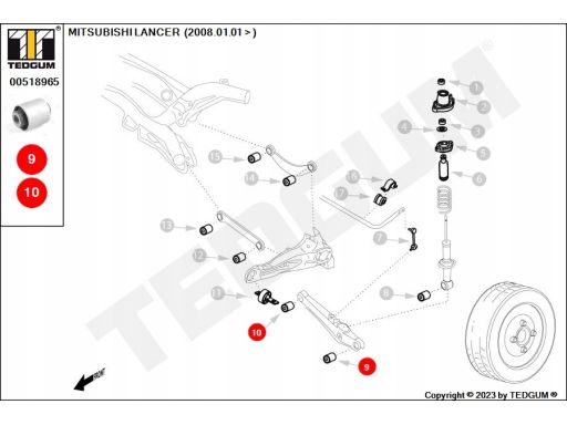00518965 Silentblock Wahacza Tył 00518965 Ted-Gum