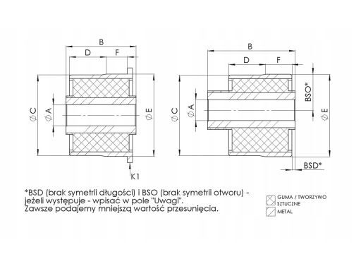 00518965 Silentblock Wahacza Tył 00518965 Ted-Gum