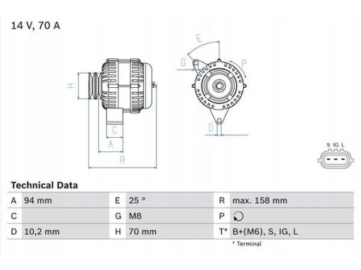 0 986 045 891 Alternator 0 986 045 891 Bosch