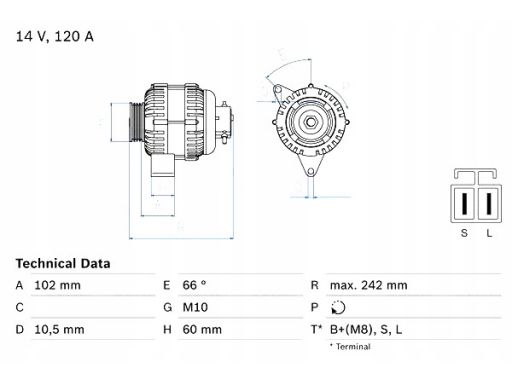 0 986 049 550 Alternator 0 986 049 550 Bosch