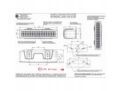 749 Lampa Światła Cofania 749 W100 Waś