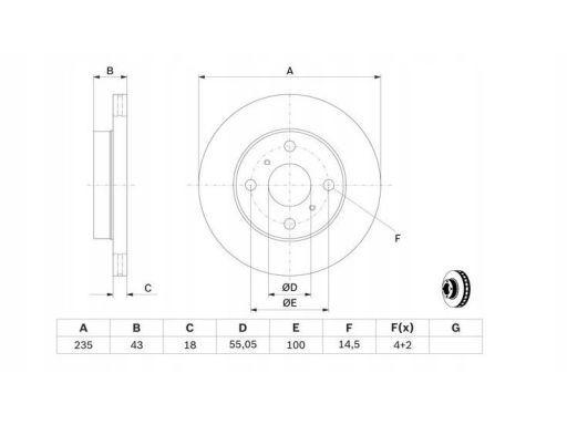 0 986 479 B92 Tarcza Hamulcowa Bosch