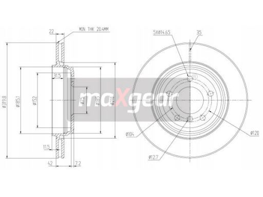 19-1017Max Tarcza Ham. Bmw T. E46 98- Z Powłoką Ant Maxgear