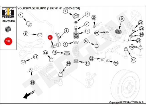 00720492 Silentblock Drążka Łączącego Stabilizato Ted-Gum