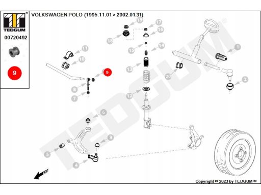 00720492 Silentblock Drążka Łączącego Stabilizato Ted-Gum