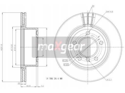 19-1310Sport Tarcza Ham. Bmw P. E87 118-120/E90 318 2 Maxgear