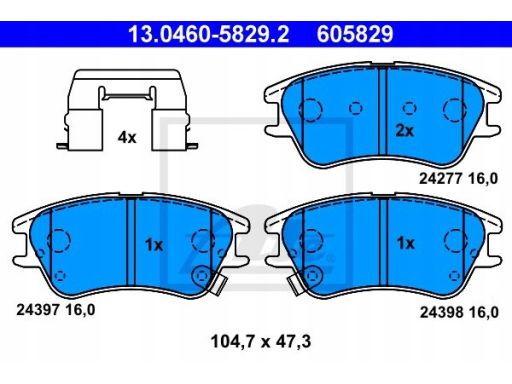 13.0460-5829.2 Klocek Hamulcowy Kpl. Ate