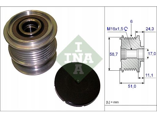 535 0200 10 Sprzęgło Jednokierunkowe Alternatora Ina
