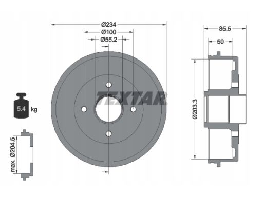 94019600 Bęben Hamulcowy Textar