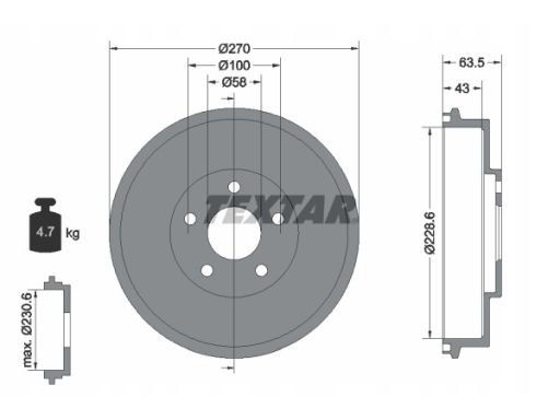 94031000 Bęben Hamulcowy Textar