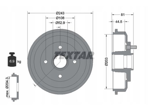 94026700 Bęben Hamulcowy Textar